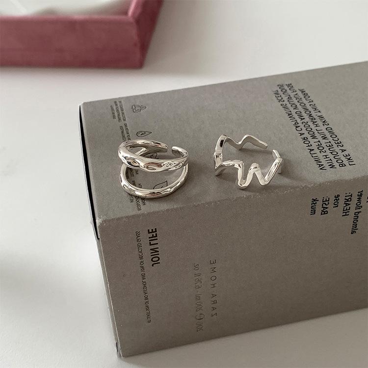 Irregular Wave Open Metal Ring: Retro, Versatile Design for Women
