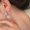 PONYKISS  Sterling Silver Needle Pearl Pendant Round Hoop Earrings for Women Minimalist Trendy Fashion  Accessories