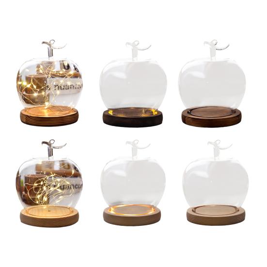 Glaskupa med träbas Klar glaskåpa Dammtät Dekorativ visningskupa för konserverade blommor Miniatyrer Smycken