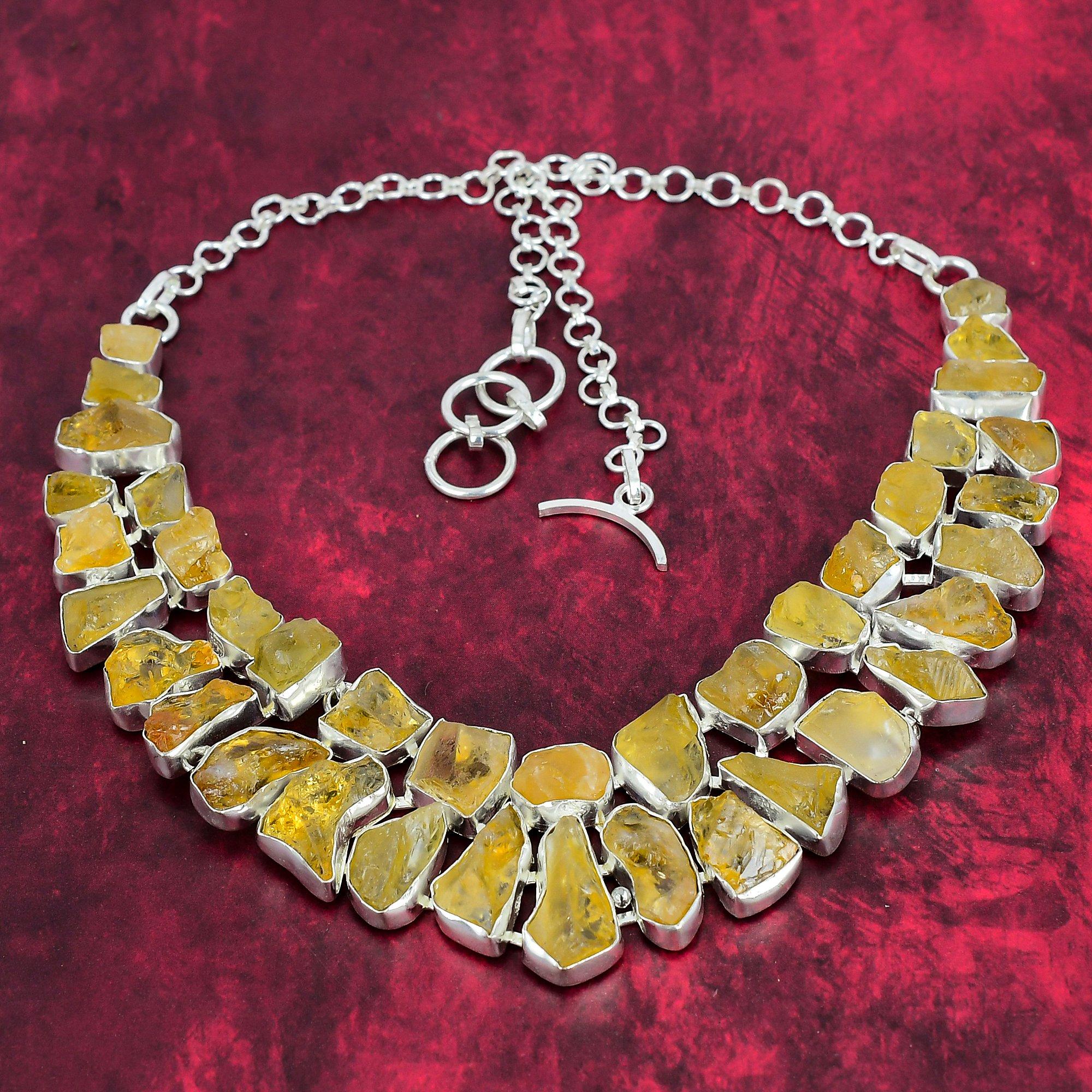 

Грубое цитриновое ожерелье, ювелирные изделия ручной работы, стерлинговое серебро 925 пробы, дизайнерское ожерелье, ювелирные изделия из драгоценных камней, ко Дню памяти Adjustable with 18 inches жёлтый