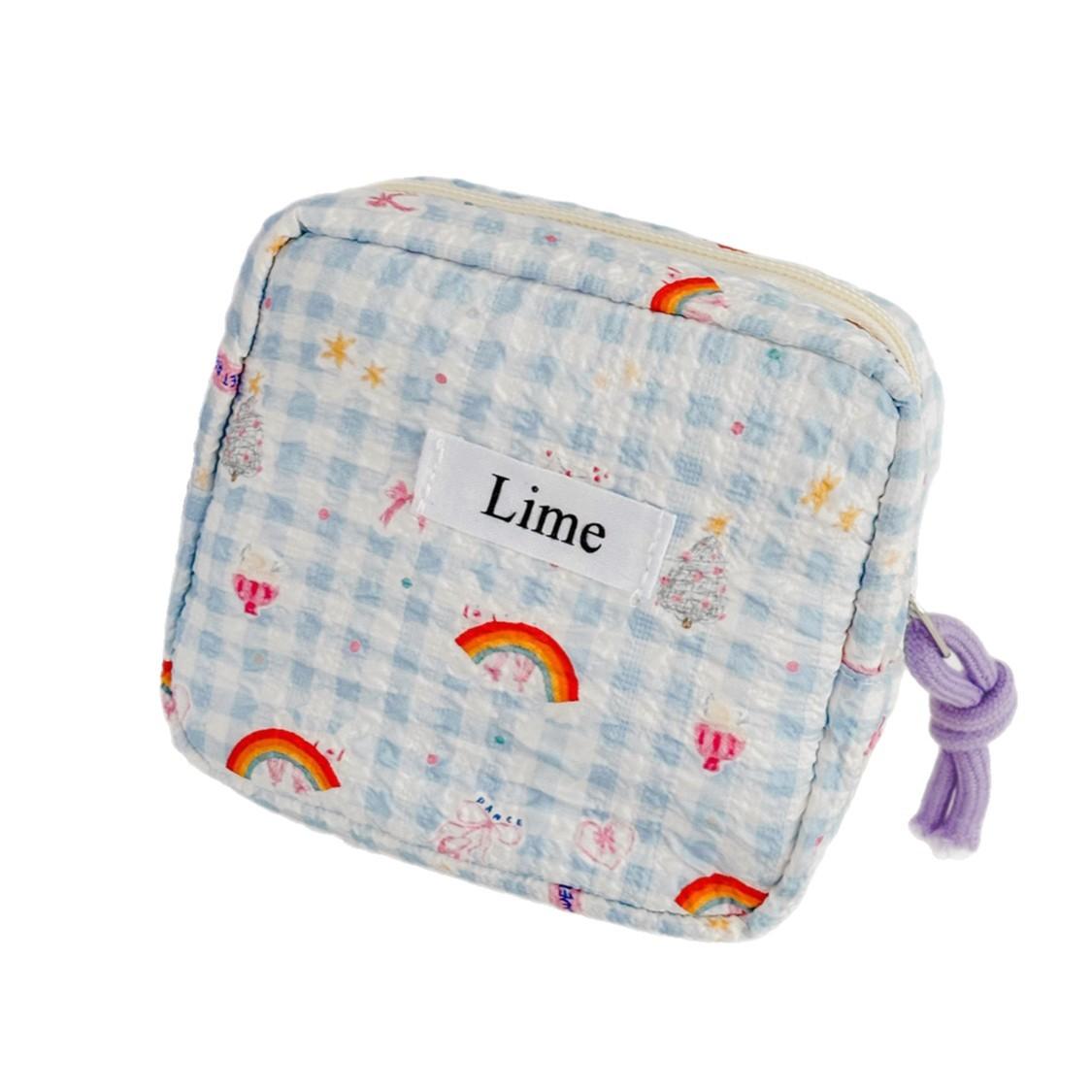 Portable and cute multifunctional lipstick and coin purse, compact sanitary pad bag, small rainbow storage bag, portable for stu