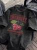 T-shirt da Donna Vintage Lavata con Grafica di Ciliegie Manica Corta Design Ciliegie Top Casual Estivo Basic Girocollo
