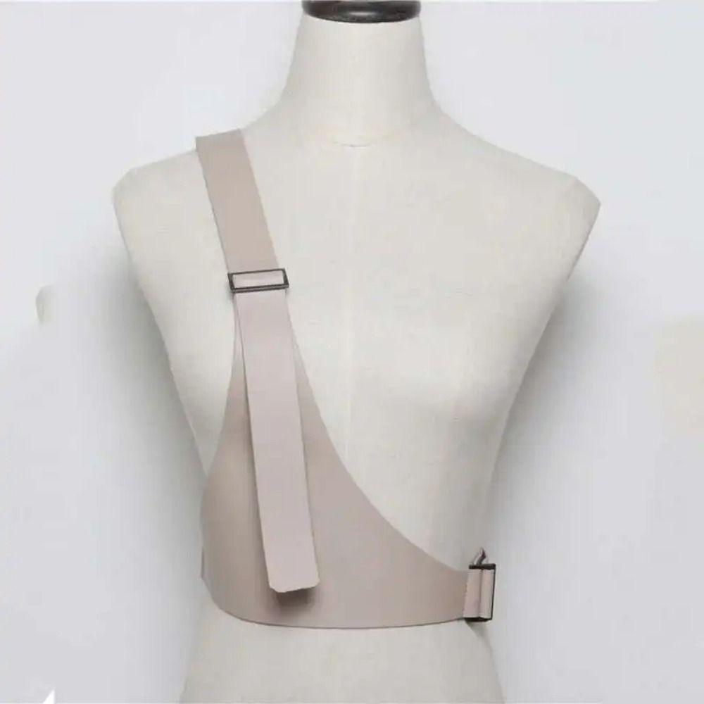 Irregular Design One-shoulder Strap Belt PU Leather Dress Cummerbunds Body Suspender  Autumn