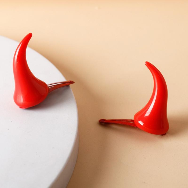 1 Pair Halloween Devil Horns Hair Accessory Clip Black Red 2 Color Available Demon Horn Hairpin Gothic Party Cosplay Costume ZYF