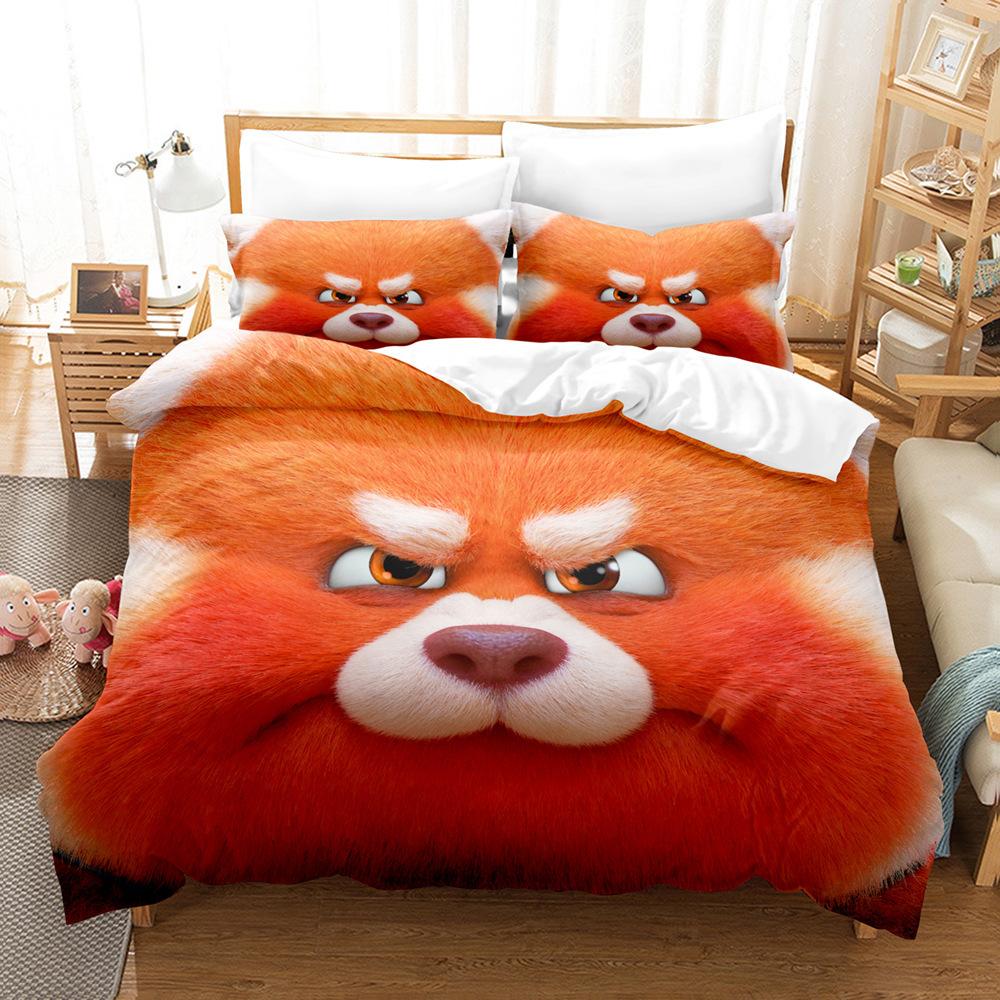 Cute Printed Three-Piece 3D Digital Printed Quilt Cover Pillowcase