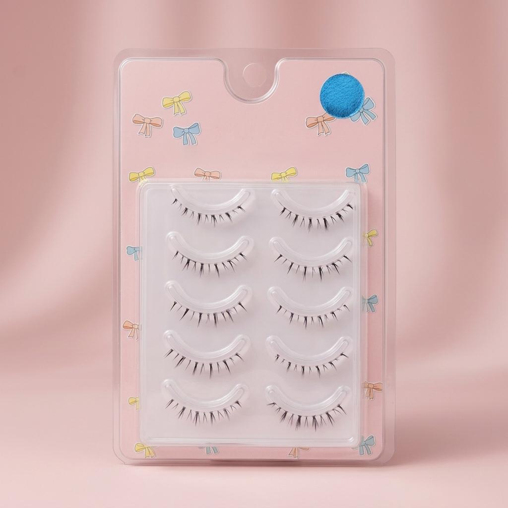 Single Cluster False Lashes Natural Transparent Stem for Daily 5-6
