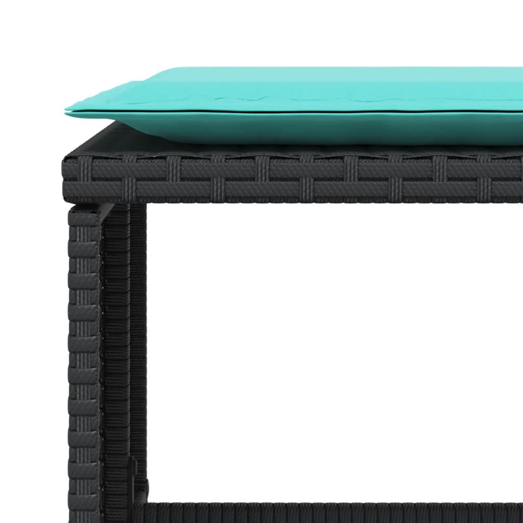 Garden Chair with Footstool Black Poly Rattan