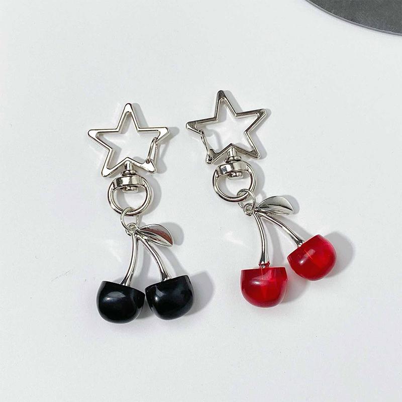 Korean  Cherry Keyring Sweet Fresh Simulation Fruits Keychain Women Girls Bag Pendant Handbag Shoulder Bags Keychain
