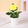 Artificial Potted Rose Desktop Faux Rose Bonsai Reusable Artificial Rose in Flower Pot for Home Office Decor Photography Prop