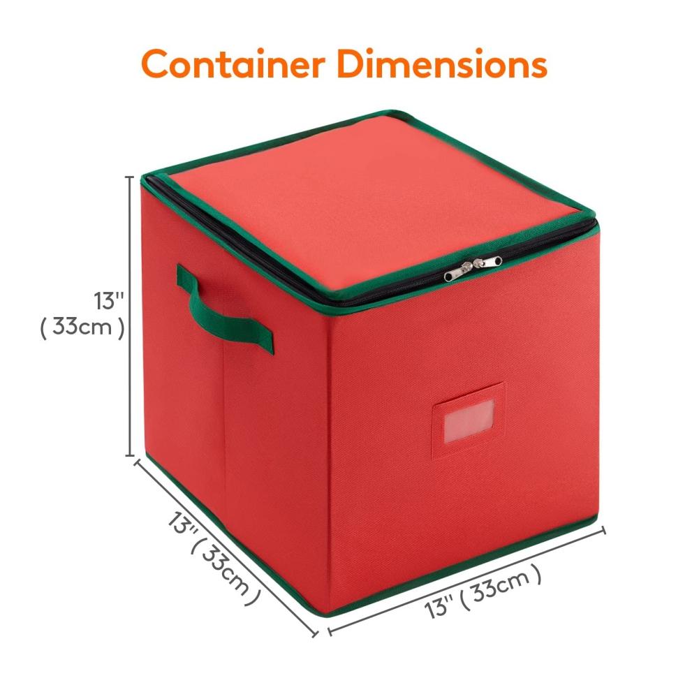 Aufbewahrungsbehälter für Weihnachtsschmuck mit doppeltem Reißverschluss – Box bietet Platz für 64 Weihnachtsschmuck