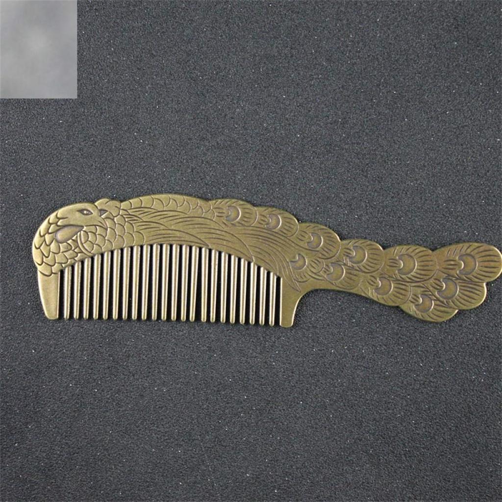 Påfugl Kobberkam Hjem Toalettbord Dekorasjon Vintage Ren Messing Kam Figurer Sminke Hårkam Håndlagde Håndverk Gaver
