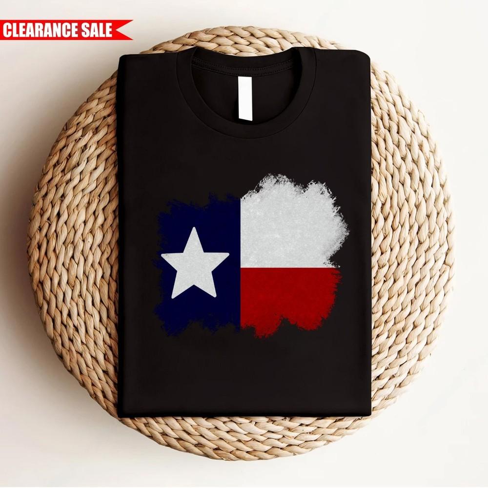 

Texas State Distressed Flag T Shirt Short Sleeve Printed Texan Shirt Unisex Top 3XL