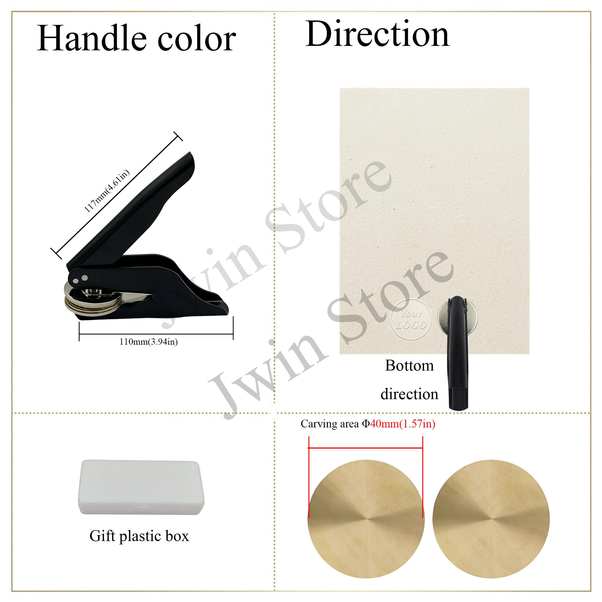 Customize Embossing Stamp with Your Logo Monogram Embosser Seal for Wedding Invitation DIY Craft 40mm Diameter Bottom direction чёрный