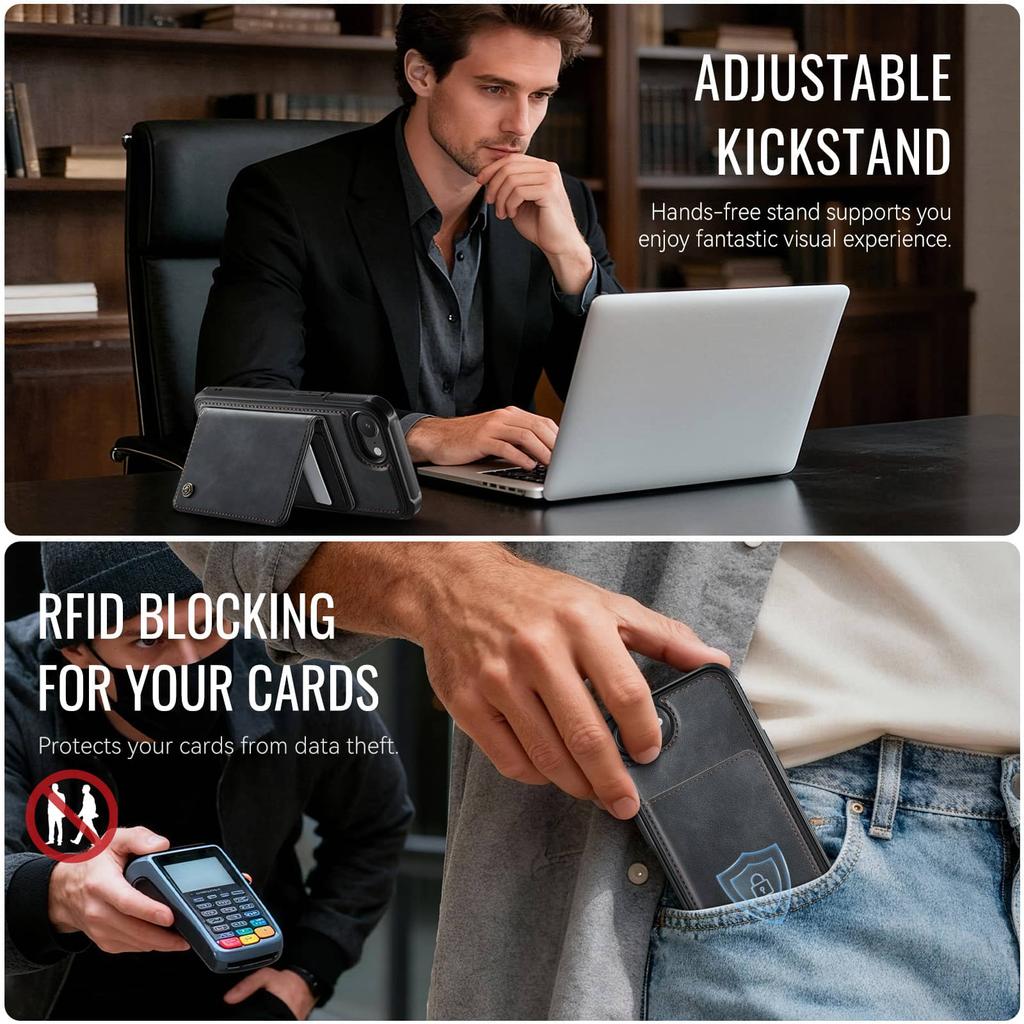 Per iPhone 17e Custodia a Portafoglio Magnetica Staccabile 2-in-1 Porta Carte con Blocco RFID Cavalletto Copertura a Libro in Pelle PU Antiurto