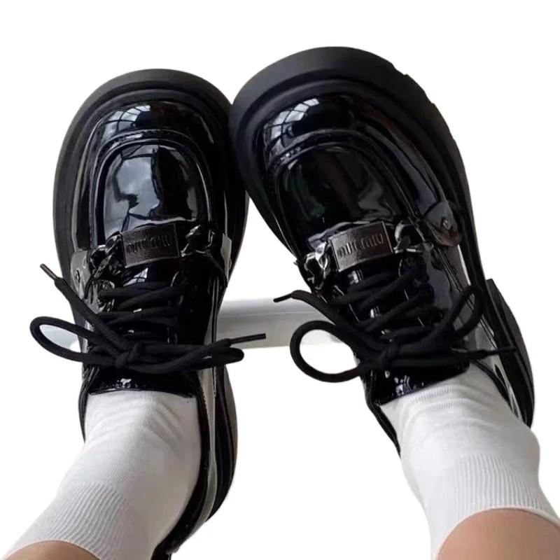 Fashion 2024 Brand Ladies Shoes Loafers Women's High Heels Fashion Lace-up Office and Career Hot Sale Round Toe Platform Heels Zapatos