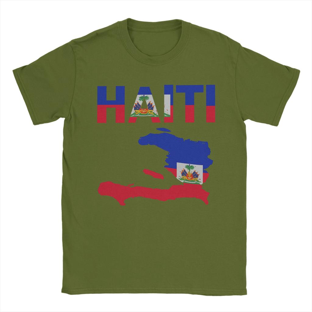 Herren T-Shirt Haiti Flaggentag von Haiti Vintage Baumwoll-T-Shirts Kurzarm-T-Shirts Rundhals-Oberteile Geschenkidee