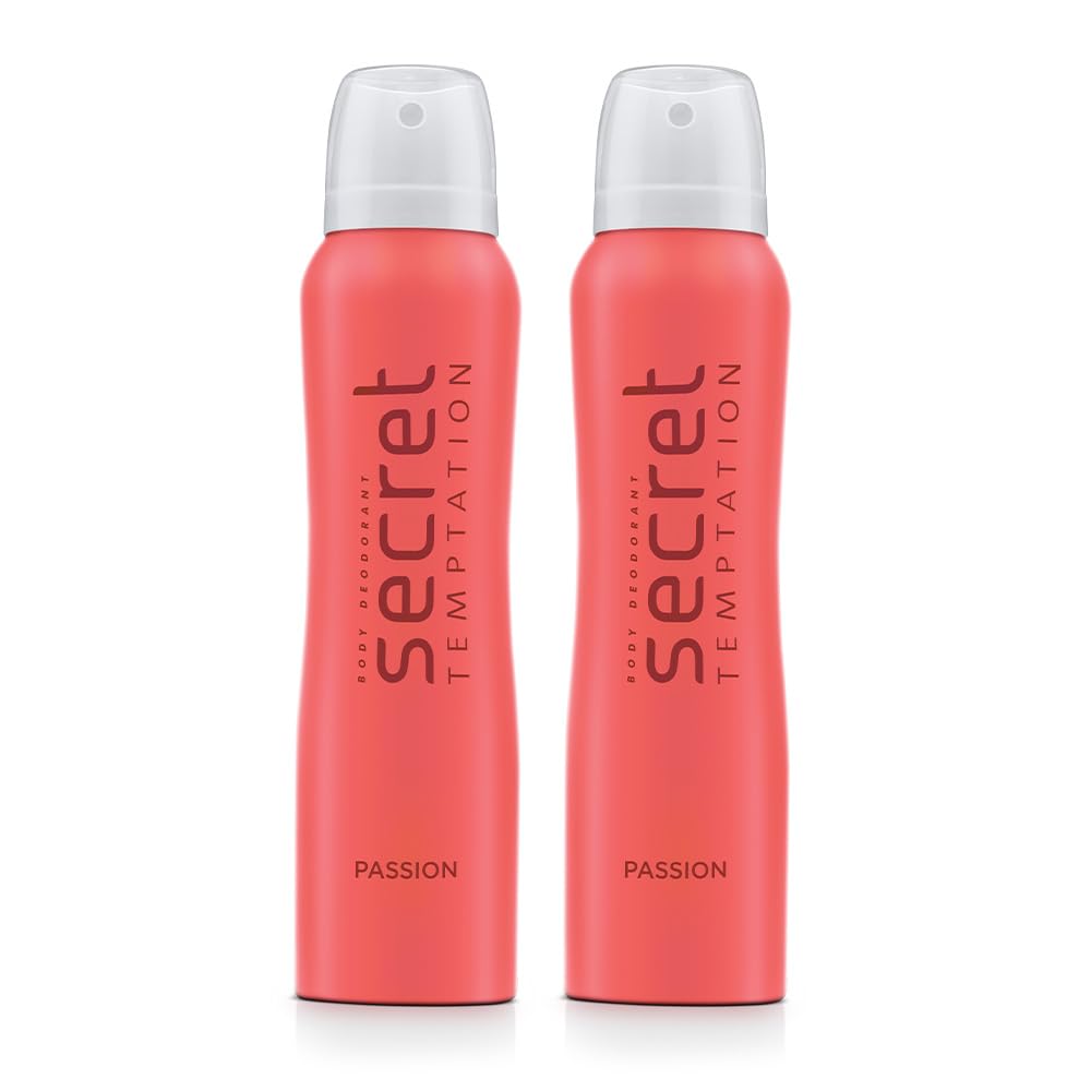 

Secret Temptation Passion Deodorant For Women Pack Of 2 160 ml Each Long Lasting Fruity Floral Body Spray Everyday Freshness Confidence Boost