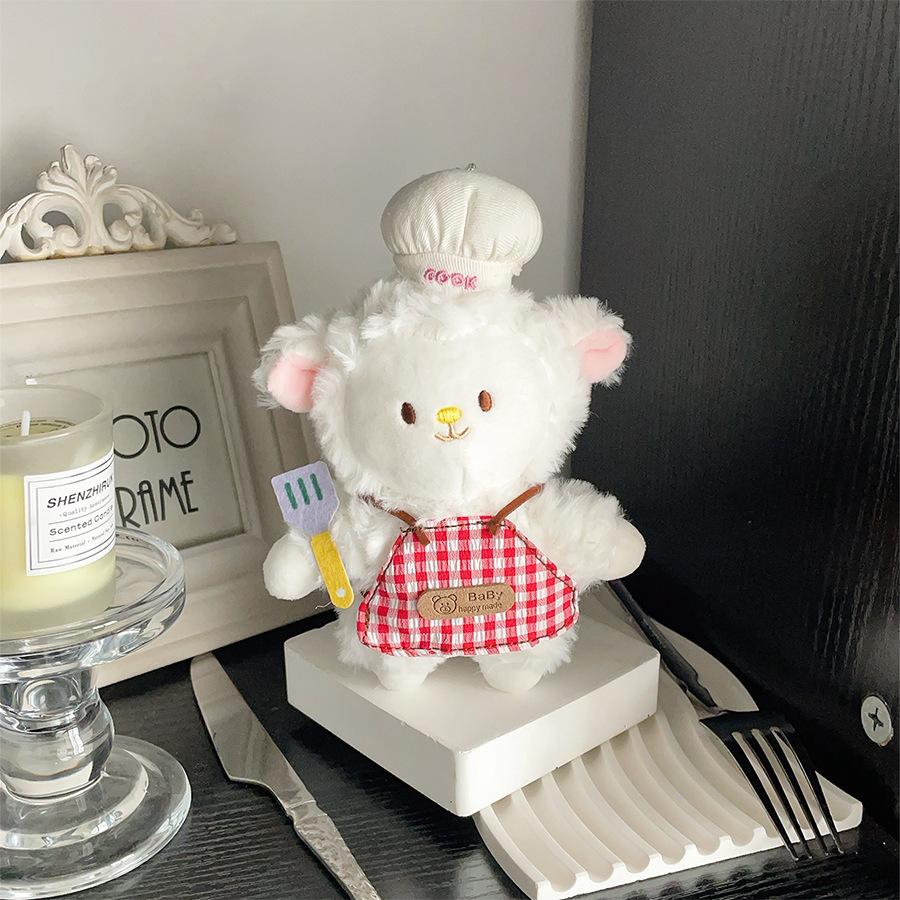 

Cute Chef Lamb Plush Doll Bag Pendant Plush Toy Lamb Doll Doll Doll Gift Gift Height about 16cm