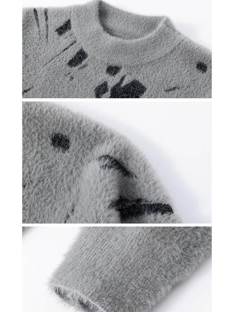 Pullovers Long Sleeves Sweaters Unisex Sweater Paragraph Round Neck Autumn Winter Knitted Bottoming Sweater Loose Couples Retro Men's Wool Jumper