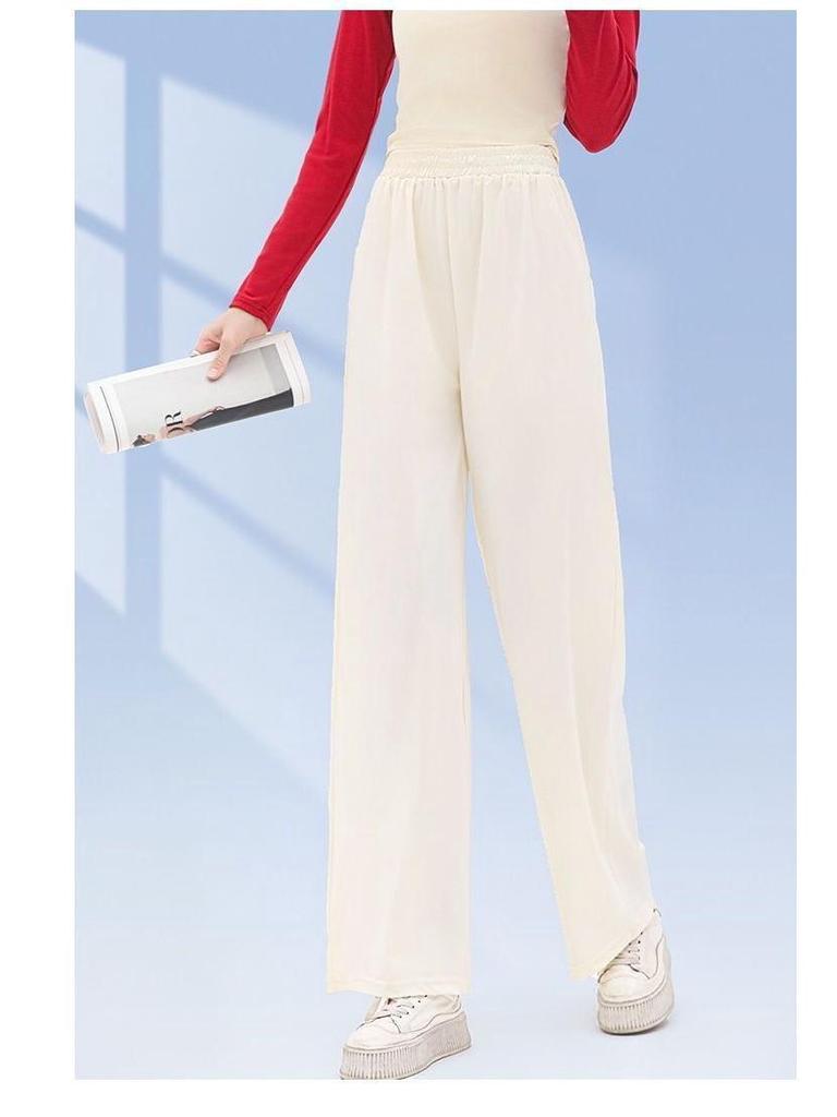 Women's Summer 2025 Ice Silk Pants: Loose-Fit, Narrow & Wide-Leg, Casual Straight-Leg Suit Pants