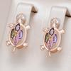 Colorful Natural Zircon Sea Turtle Earrings For Women Fashion  Rose Gold Color Daily Accessorie Animal Jewelry