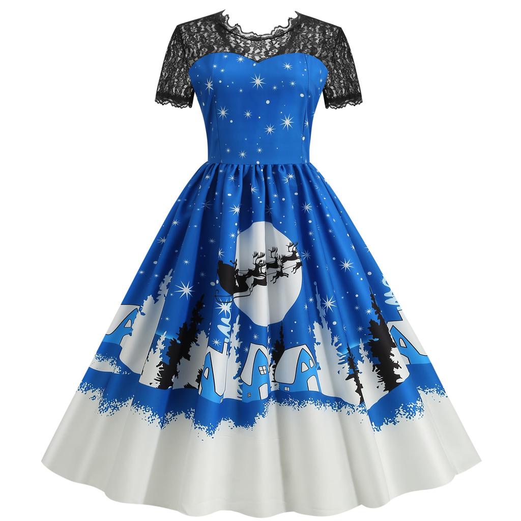 QICED Fashion Summer Spring Short Sleeve O-Neck Casual Dresses