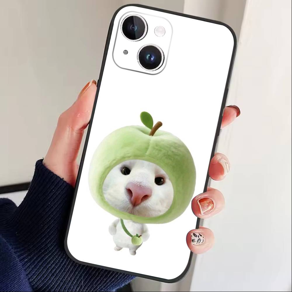 Big Eyed goofy Cat Mouse Phone Case For iPhone 17 16 15 14 13 12 Max Plus Silicone Black Cover