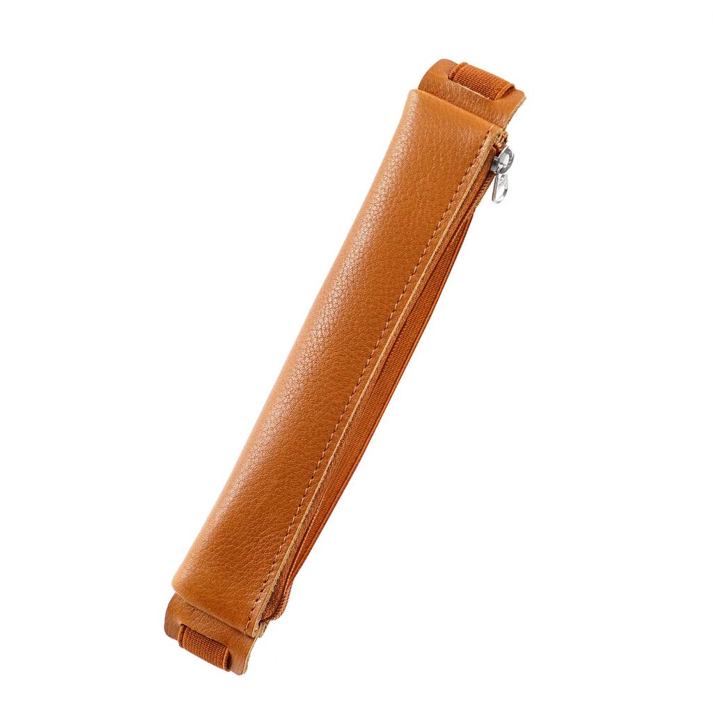 Natural Cowhide Zipper Pencil Pen Case Vintage Retro Pen Pouch Vegetable Tanned Leather Pencil Bag for School Stationery Supply