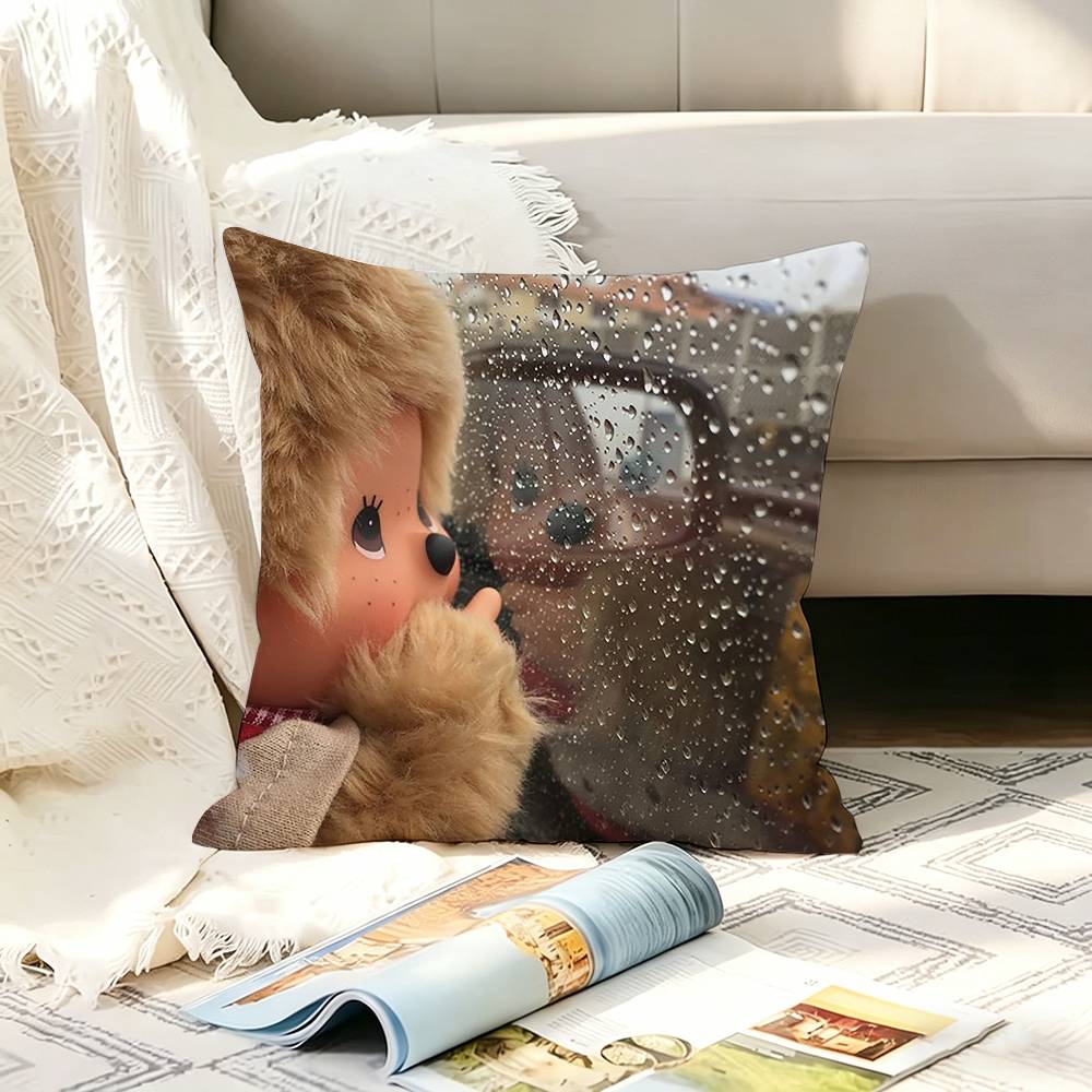 Cute MMonchhichiS Various Sizes Square Pillow Case For Car Home Bedchamber Decor