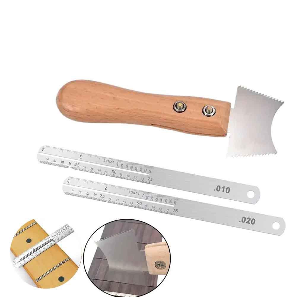 Pins Clean Cutter Stainless Steel Guitar Nut Slot Cutter Measuring Ruler Guitar Repair Tool Set