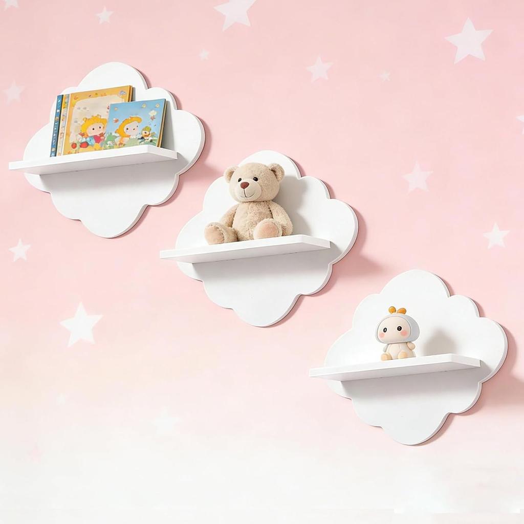 Cute Wall Storage Rack Wooden Cloud Shape Floating Shelf Organizer Living Room Floating Shelf Kitchen Bathroom Home Decor