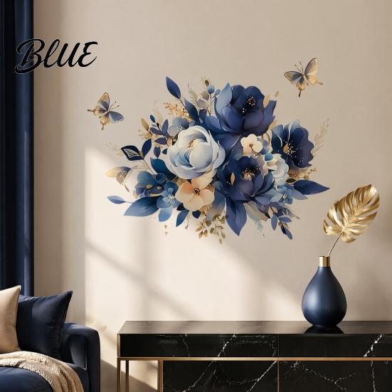 Floral Wall Decals Watercolor Flower Stickers Removable Rose And Peony Decals Waterproof PVC Mural Peel Stick Art Decors for Living Room