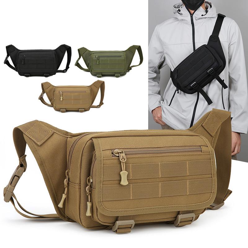 Men Tactical Fanny Pack Nylon Waist Bag Multifunctional Chest Bag Large Capacity Waterproof Hiking Sports Bag Cycling Travel Bag
