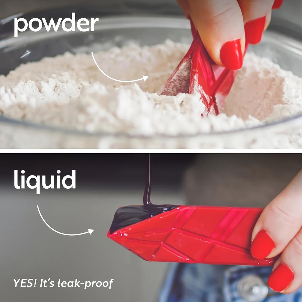 2pcs Foldable Polygons Flat 3in1 Measuring Spoons, 2 Spoons with 6 Different Sizes, Multifunction Folds Flat Kitchen Gadget Utensils,