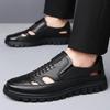 FashionDesigner New British-style Hollow Men's Loafers Fashion Thick-soled Shallow-mouth Slip-on Outdoor Hiking Leather Shoes for Men