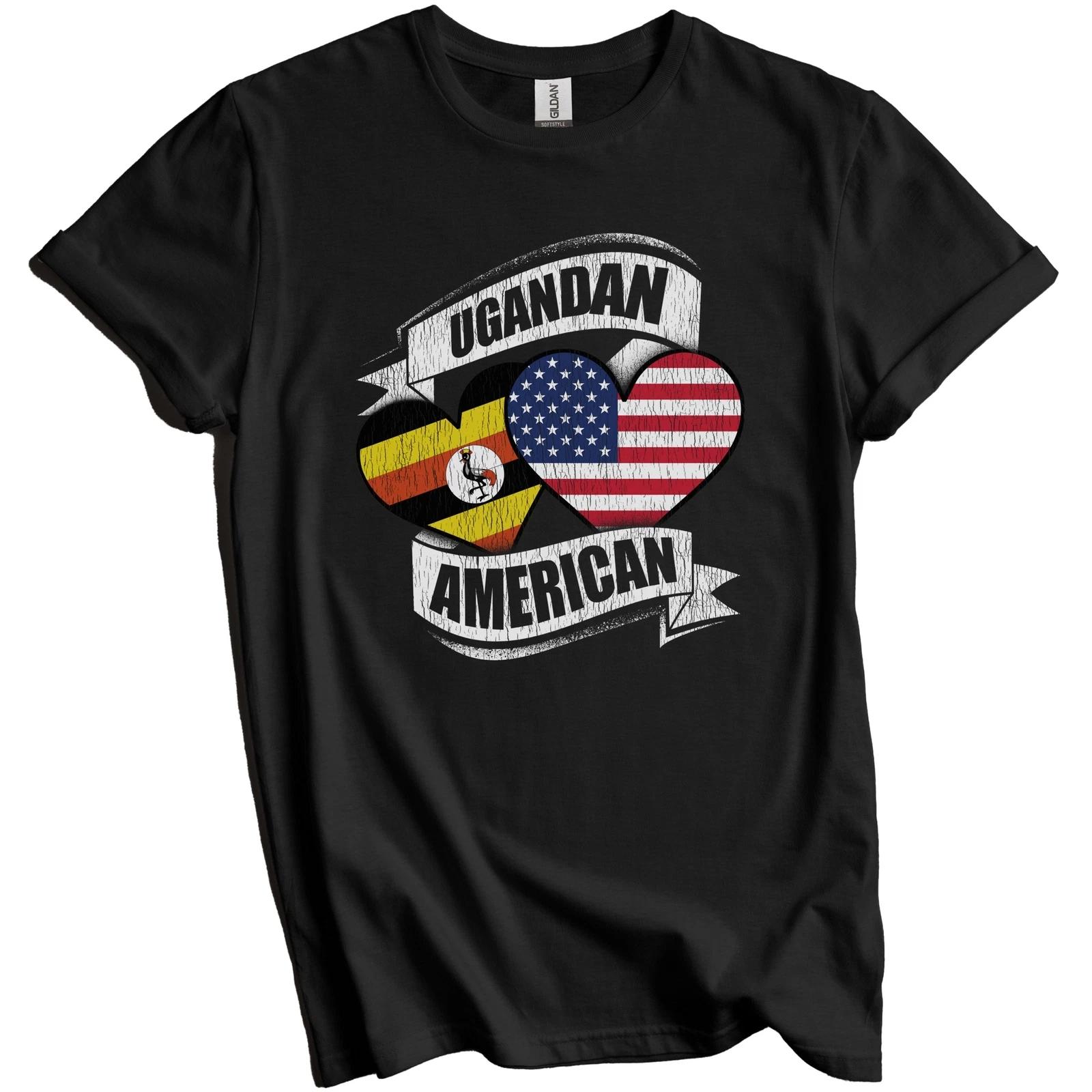 Ugandan American Hearts USA Uganda Flags T-Shirt M