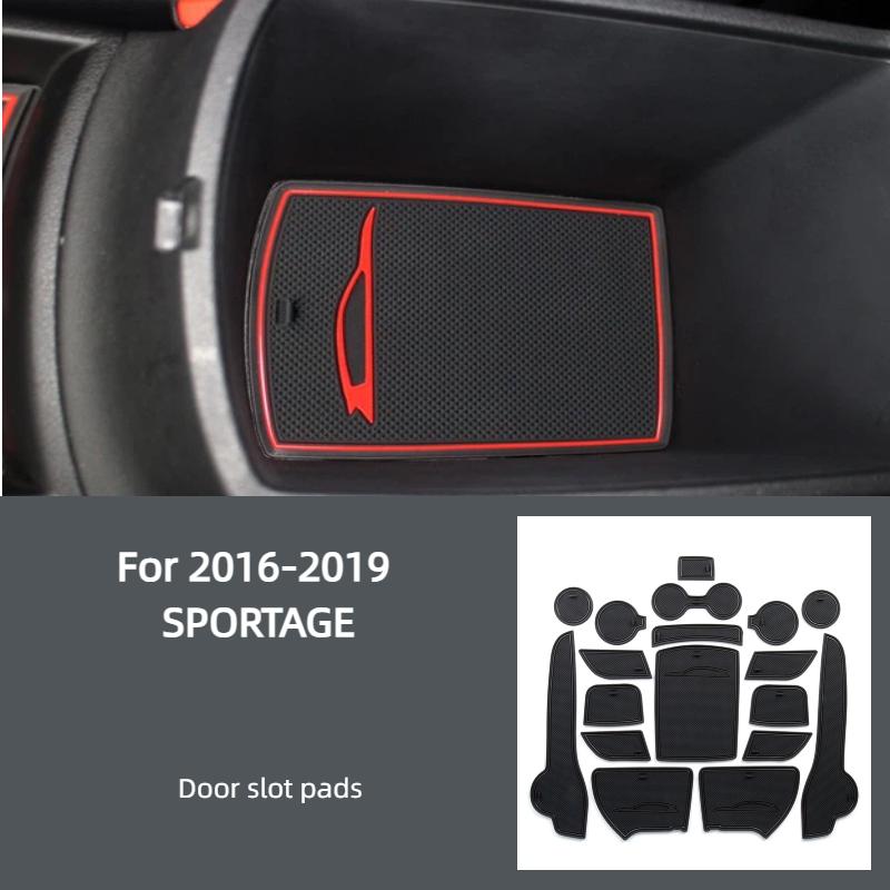 For 2016-2019 SPORTAGE Door Slot Mat Modified Armrest Box Storage Box Anti-Slip Mat Dust Resistant Mat