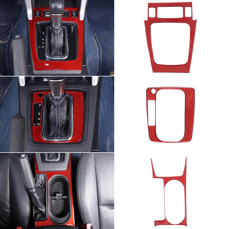 For Subaru Forester 2013-2018 Red Soft Carbon Fiber Interior Kit Dashboard Console Gear Shift Panel Decoration Trim Stickers