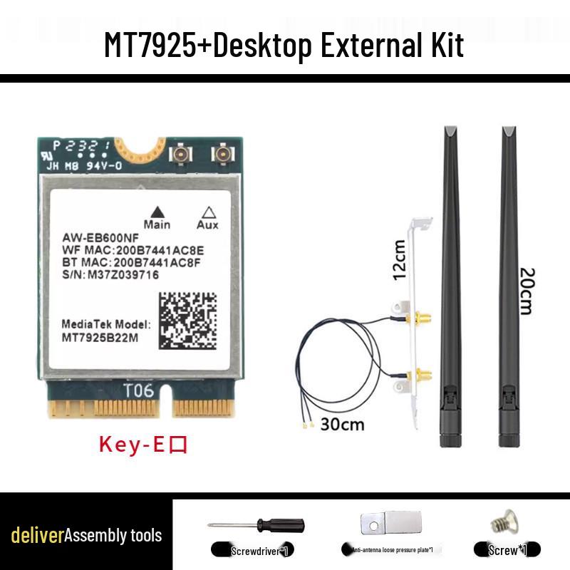 MediaTek MT7925 WiFi 7 PCIe Wireless Network Card for Desktop, Bluetooth 5.3, AMD Compatible