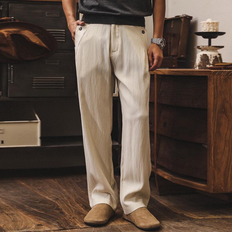 Men s American Retro Loose Straight Casual Pants 4XL