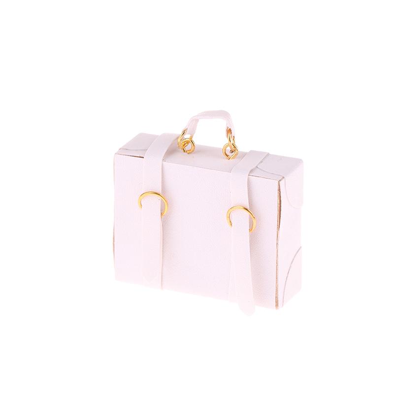 1:12 Dollhouse Miniature Leather Luggage Trunk Suitcase Vintage Hand Bag Briefcase Home Model Decor Toy Doll House Accessories