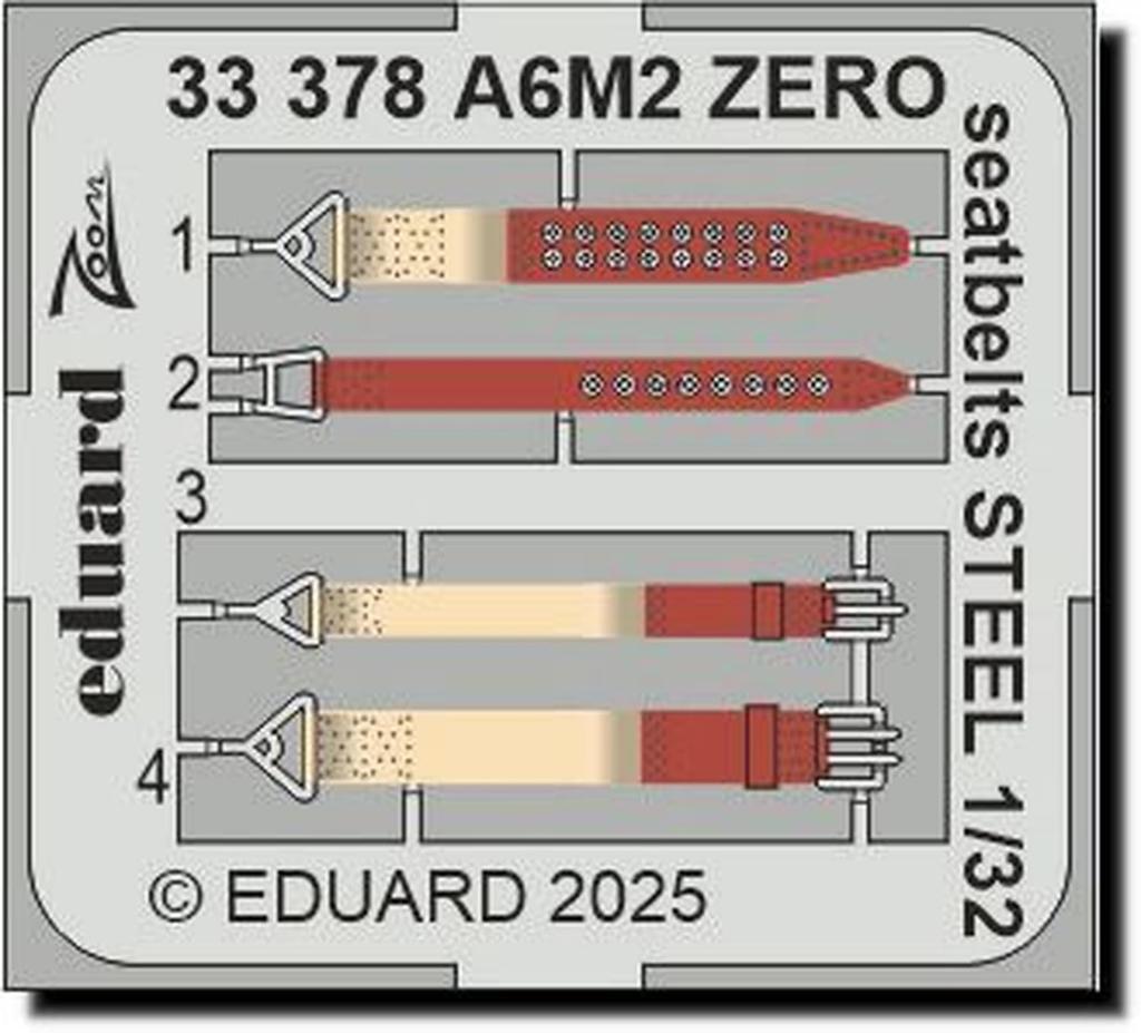 Eduard Mitsubishi Zero Fighter Type 21 Seatbelt Stainless Steel Plastic Model Parts EDU33378 1/32 (for Tamiya) (Airplane)