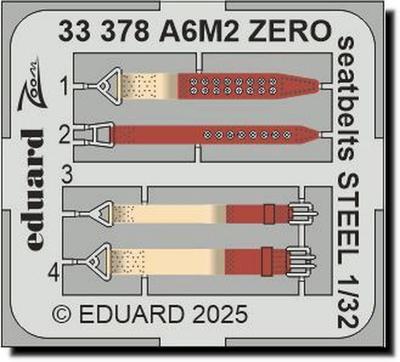Mitsubishi Zero Fighter Type 21 Seatbelt Stainless Steel Plastic Model Parts EDU33378 1/32 (for Tamiya) (Airplane)