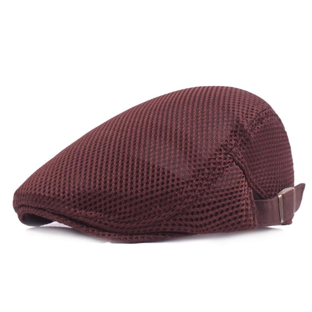 Summer Thin Hat Men's Hollowed Mesh Breathable Forward Hat Light Plate Retro Beret New