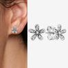 Authentic 925 Silver Cherry Blossom Bow Heart Hoop Stud Drop Earrings plata de ley Jewelry DIY Birthday Gift Original
