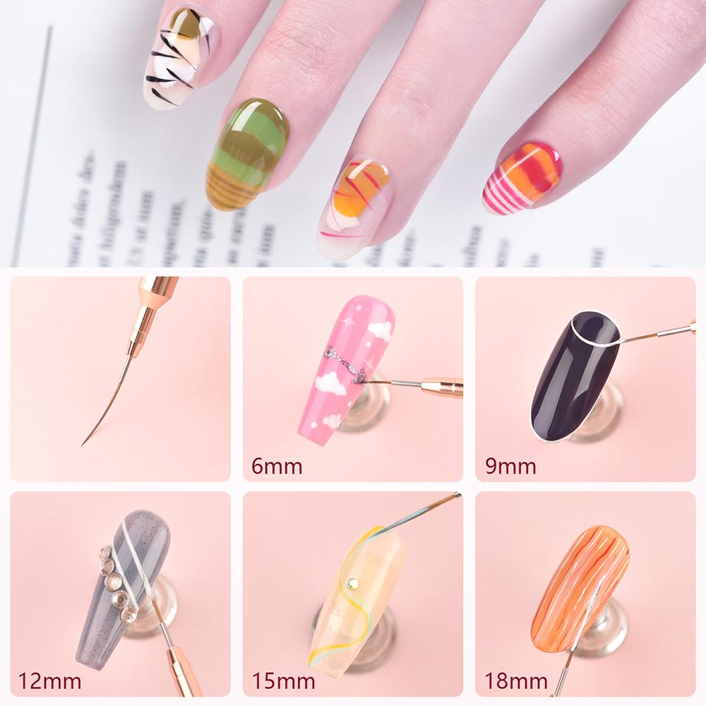 6/9/12/15/18MM Nail Liner Brush Nail Art Pen Brush Drawing Lines Stripe Painting Flower Pen Nail Art Brush DIY Manicure Tools
