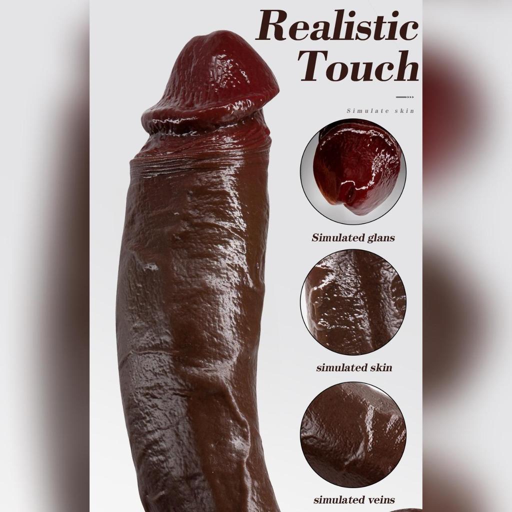 Extra Large Realistic Dildo – 5 Sizes Up To 33cm, Soft Liquid Silicone Penis Toy with Strong Suction Cup, Female & Couple Sex Toy