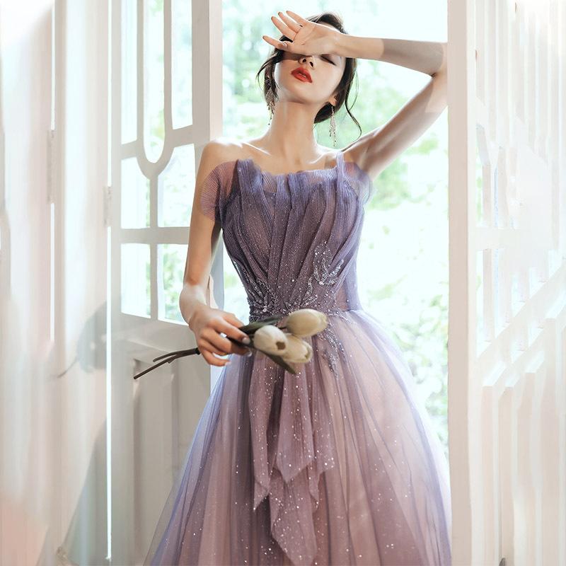 Temperament Hepburn Style Evening Dress Women's 1011 Summer Tube Top 18th Adult Birthday Party Long Host Dress