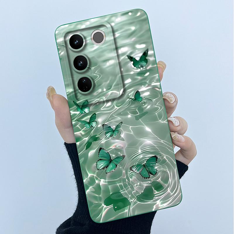 For VIVO V27 V29 5G Phone Case V25E LATAM V27E V29E Cover Fashion Simplicity Flower Soft Liquid Silicone Protective Shell Fundas