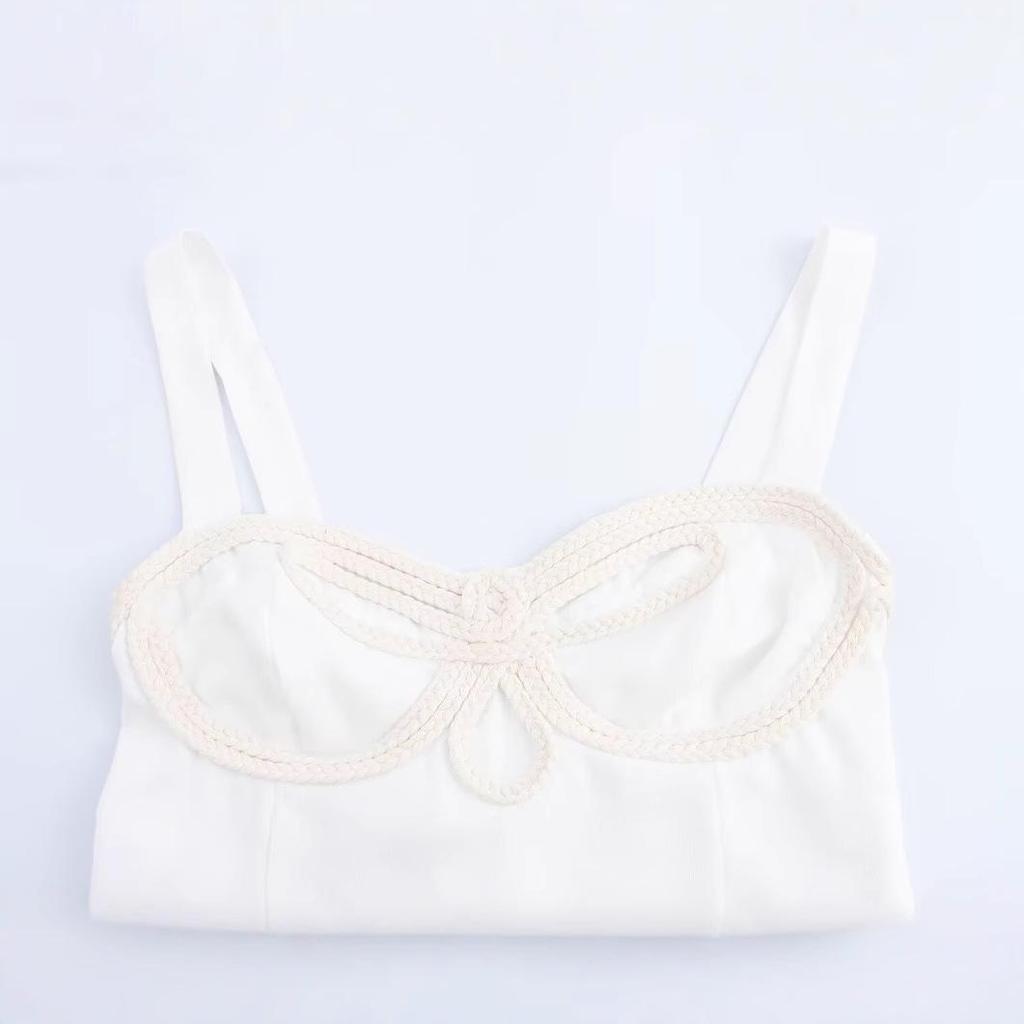 2025 Spring Women's European & American Fashion Simple Short Sling Top